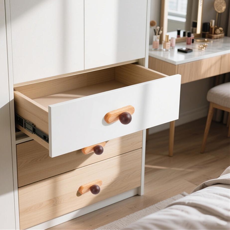 Quality Furniture Hardware - Hoogwaardige walnoot kastdeurgreep, eenvoudige lichte luxe